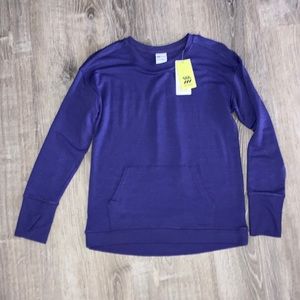All in motion purple soft pullover sweater thumb hole cuffs NWT